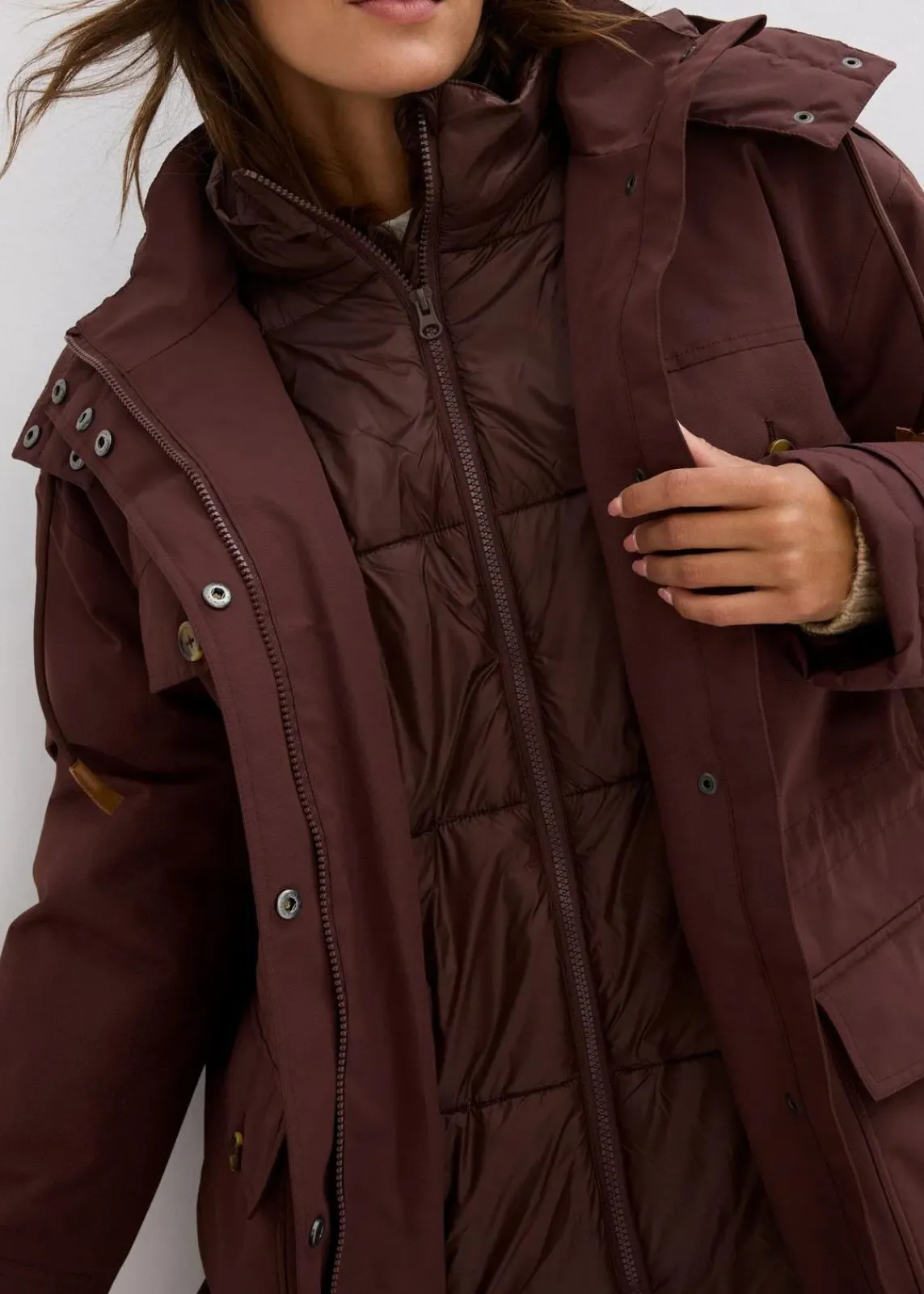 bonprix Jacken & Mäntel|Bekleidung·Hosen|Wintermantel, 2in1 Optik terrabraun