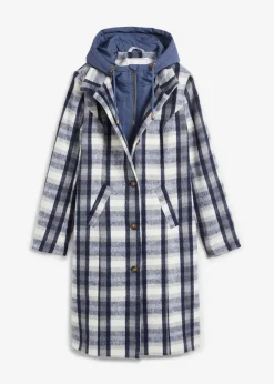 bonprix Bekleidung·Hosen|Jacken & Mäntel|Winter-Mantel, 2in1 Optik indigo/grau kariert