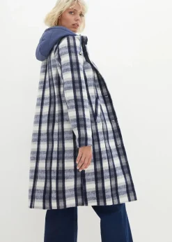 bonprix Bekleidung·Hosen|Jacken & Mäntel|Winter-Mantel, 2in1 Optik indigo/grau kariert
