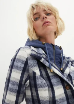 bonprix Bekleidung·Hosen|Jacken & Mäntel|Winter-Mantel, 2in1 Optik indigo/grau kariert