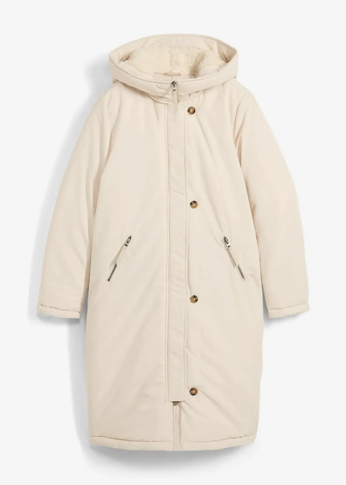 Wintermantel mit Teddyfell in der Kapuze|bonprix Best