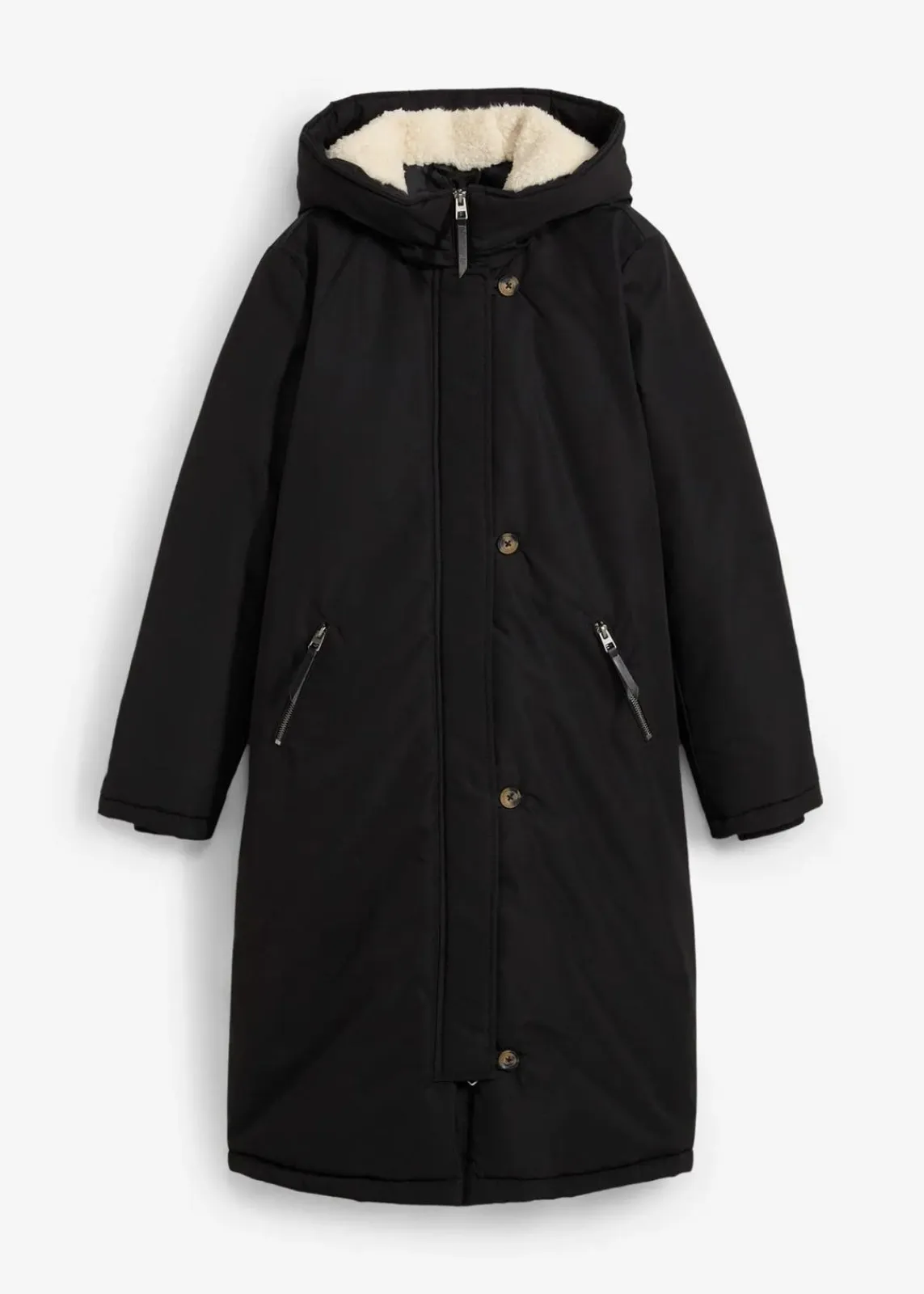 Wintermantel mit Teddyfell in der Kapuze|bonprix Sale