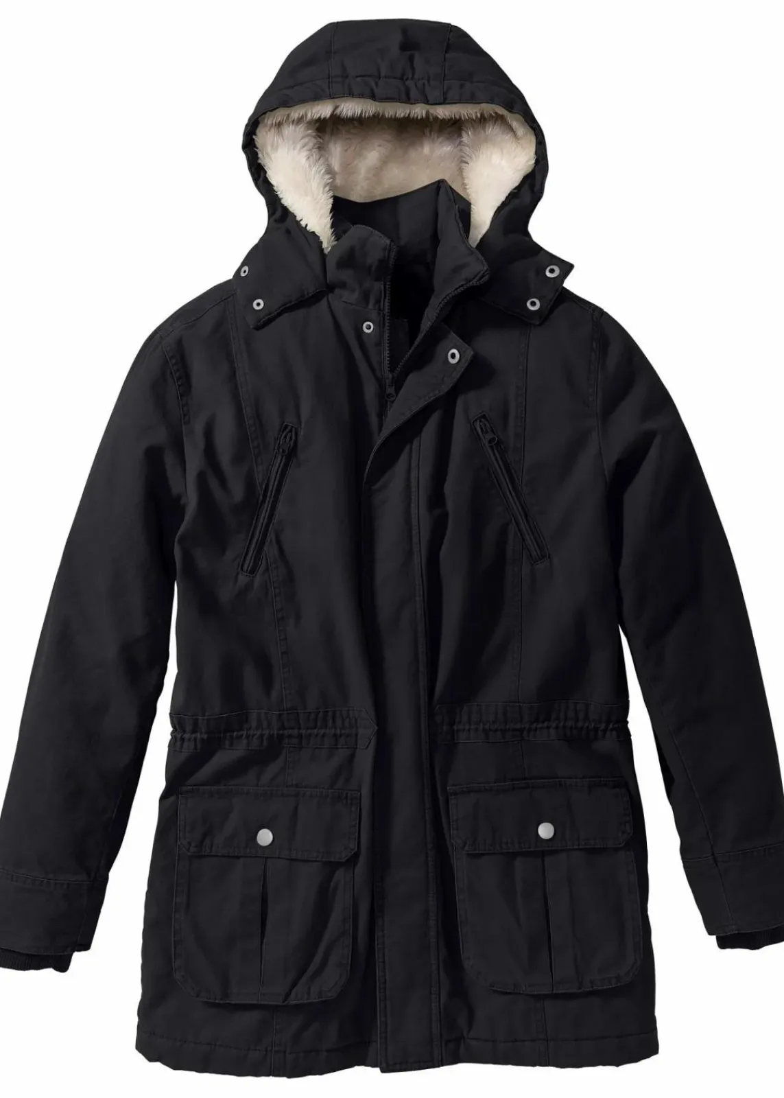 bonprix Große Größen|Jacken & Mäntel|Winter-Parka mit Teddy-Kapuze schwarz