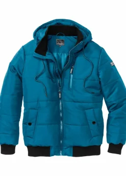 bonprix Jacken & Mäntel|Große Größen|Winter-Steppjacke in Blousonform mit Kapuze blaupetrol