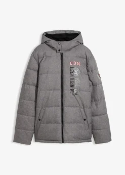 bonprix Große Größen|Jacken & Mäntel|Winter-Steppjacke mit Kapuze grau meliert