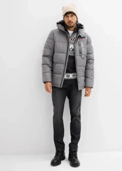 bonprix Große Größen|Jacken & Mäntel|Winter-Steppjacke mit Kapuze grau meliert