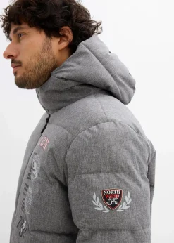 bonprix Große Größen|Jacken & Mäntel|Winter-Steppjacke mit Kapuze grau meliert