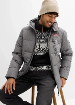 bonprix Große Größen|Jacken & Mäntel|Winter-Steppjacke mit Kapuze grau meliert