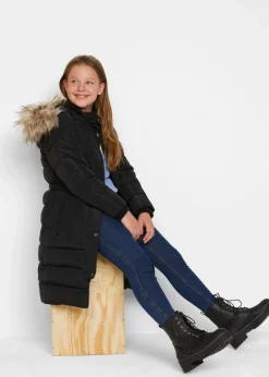bonprix Mädchen 9-16 Jahre·Jacken & Outdoor|Winter-Steppmantel mit abnehmbarer Kapuze schwarz