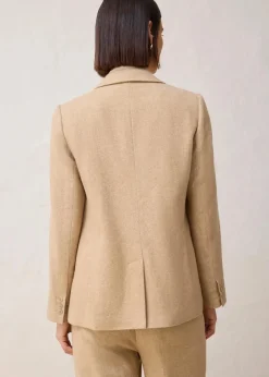 bonprix Bekleidung·Basics|Nachhaltigere Materialien|Wollblazer mit Fischgratmuster naturbeige meliert