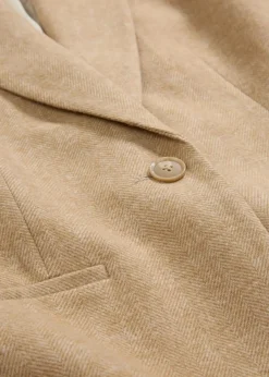 bonprix Bekleidung·Basics|Nachhaltigere Materialien|Wollblazer mit Fischgratmuster naturbeige meliert