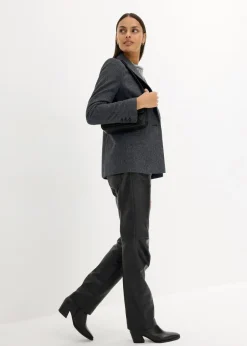 bonprix Bekleidung·Basics|Nachhaltigere Materialien|Wollblazer mit Fischgratmuster mittelgrau meliert