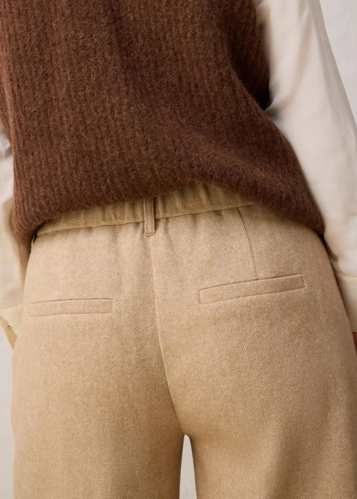 bonprix Bekleidung·Kleider|Hosen|Wollhose mit Fischgratmuster naturbeige meliert