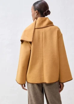 bonprix Jacken & Mäntel|Bekleidung·Hosen|Wolljacke mit Zierstickerei (2tlg. Set mit Schal) haselnuss