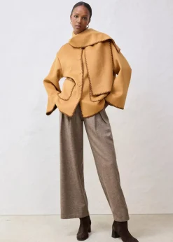 bonprix Jacken & Mäntel|Bekleidung·Hosen|Wolljacke mit Zierstickerei (2tlg. Set mit Schal) haselnuss