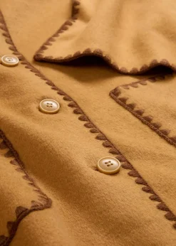 bonprix Jacken & Mäntel|Bekleidung·Hosen|Wolljacke mit Zierstickerei (2tlg. Set mit Schal) haselnuss