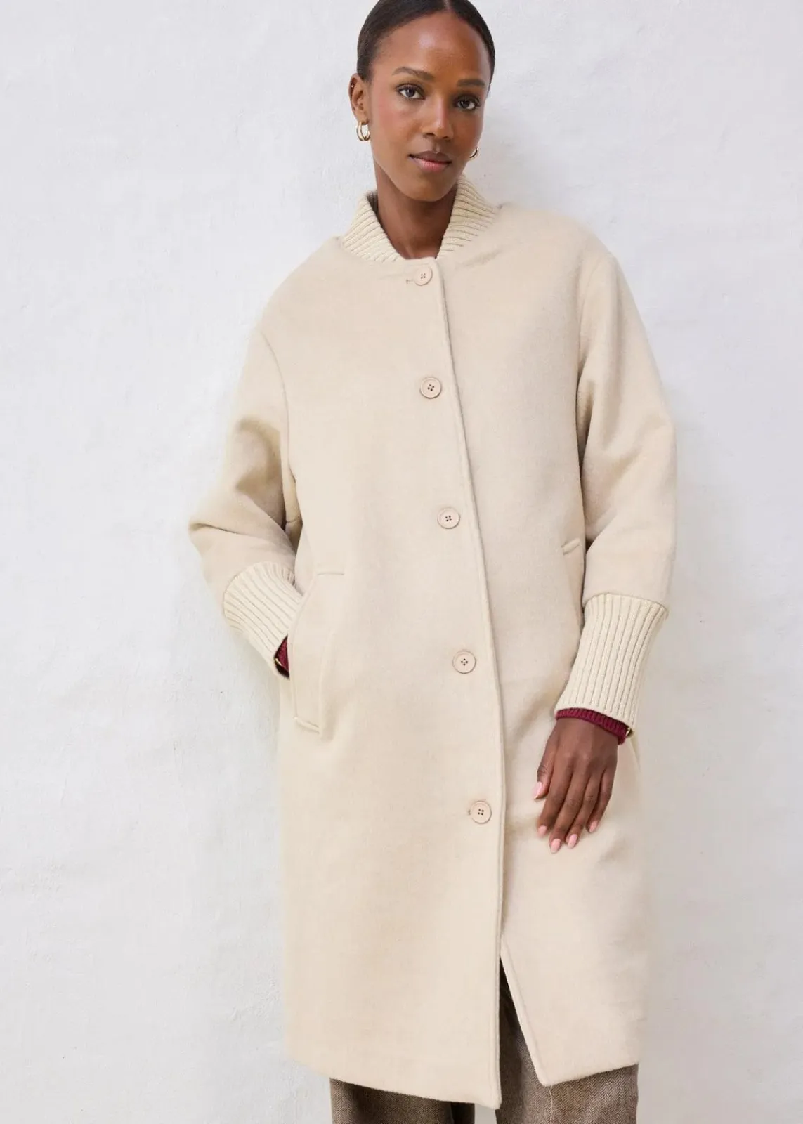 Wollmantel mit Strickbesatz|bonprix Sale