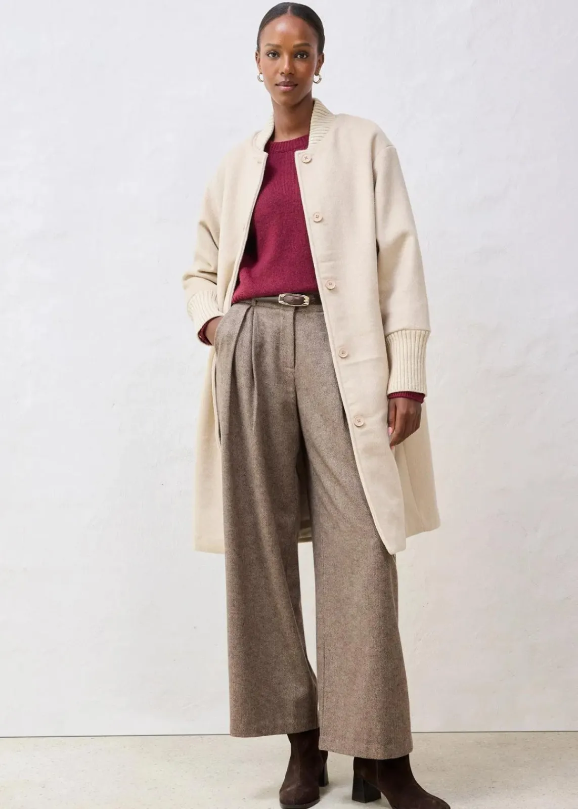 Wollmantel mit Strickbesatz|bonprix Sale