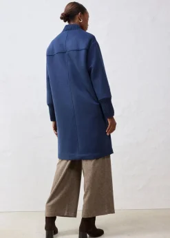 bonprix Jacken & Mäntel|Bekleidung·Hosen|Wollmantel mit Strickbesatz dunkelblau