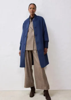 bonprix Jacken & Mäntel|Bekleidung·Hosen|Wollmantel mit Strickbesatz dunkelblau