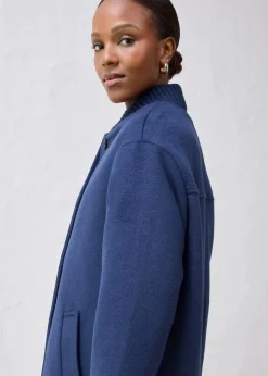 bonprix Jacken & Mäntel|Bekleidung·Hosen|Wollmantel mit Strickbesatz dunkelblau