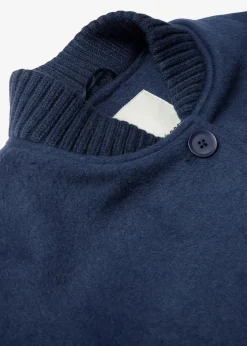 bonprix Jacken & Mäntel|Bekleidung·Hosen|Wollmantel mit Strickbesatz dunkelblau