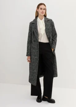 bonprix Bekleidung·Hosen|Jacken & Mäntel|Wollmantel mit Struktur schwarz