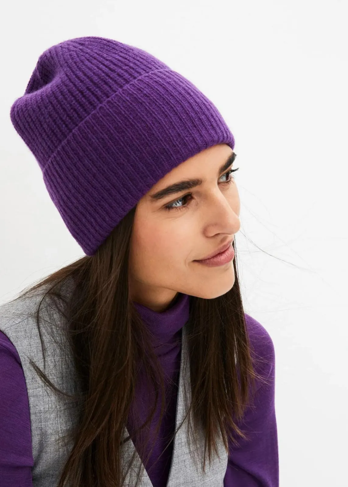 bonprix Mützen, Caps & Hüte|Nachhaltigere Materialien|Wollmütze mit Good Cashmere Standard®-Anteil tieflila