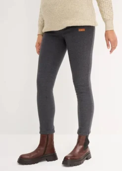 bonprix Bekleidung·Blazer|Umstandsmode|Wärmende Umstands-Leggings mit Teddyfutter anthrazit meliert/wollweiß