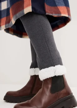 bonprix Bekleidung·Blazer|Umstandsmode|Wärmende Umstands-Leggings mit Teddyfutter anthrazit meliert/wollweiß