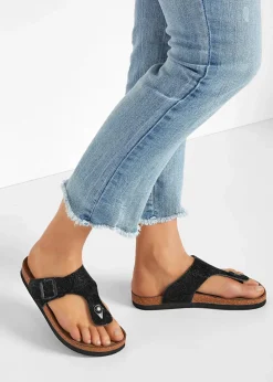 Zehenstegpantoletten mit Glitzer|bonprix Best